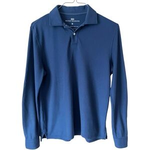 Peter Manning Long Sleeve Henley Polo Shirt in Navy